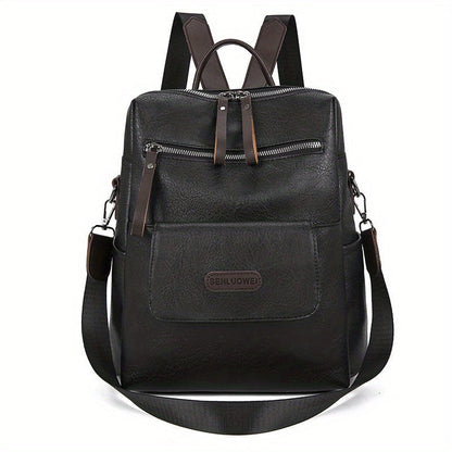 Anti-Theft Leather Travel Backpack