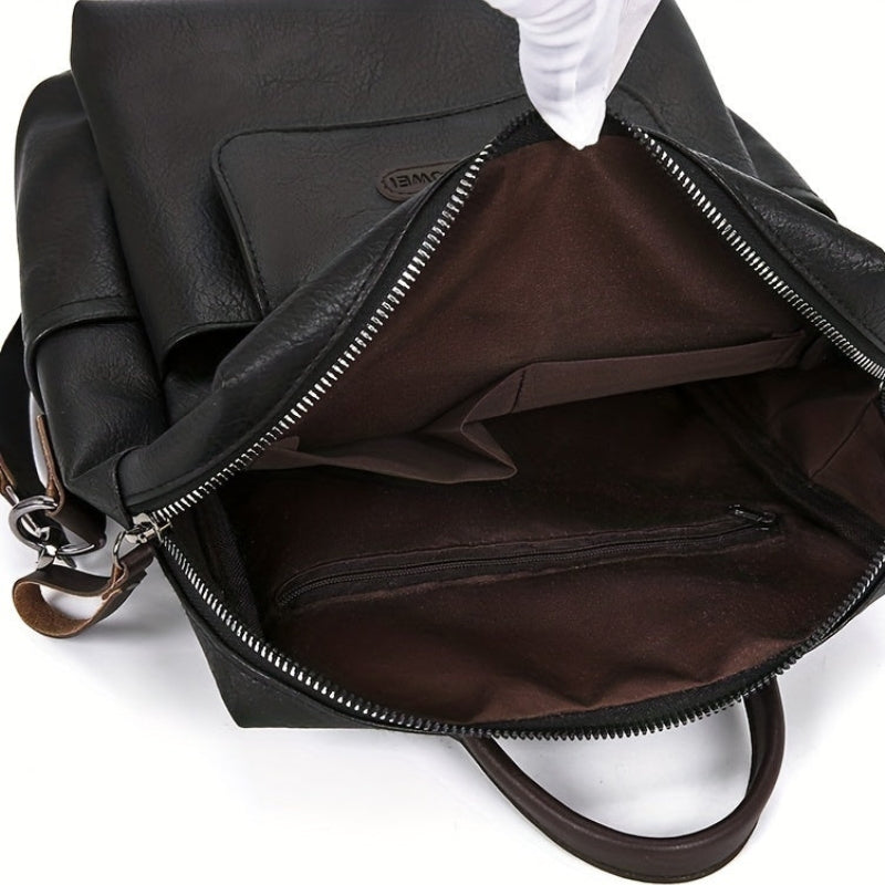 Anti-Theft Leather Travel Backpack