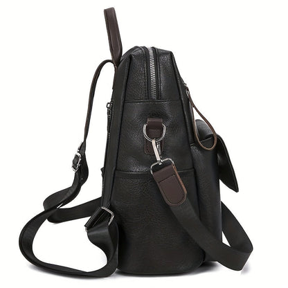 Anti-Theft Leather Travel Backpack