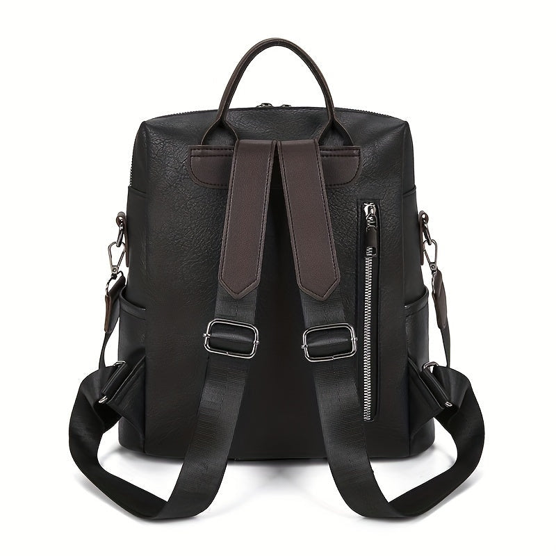 Anti-Theft Leather Travel Backpack