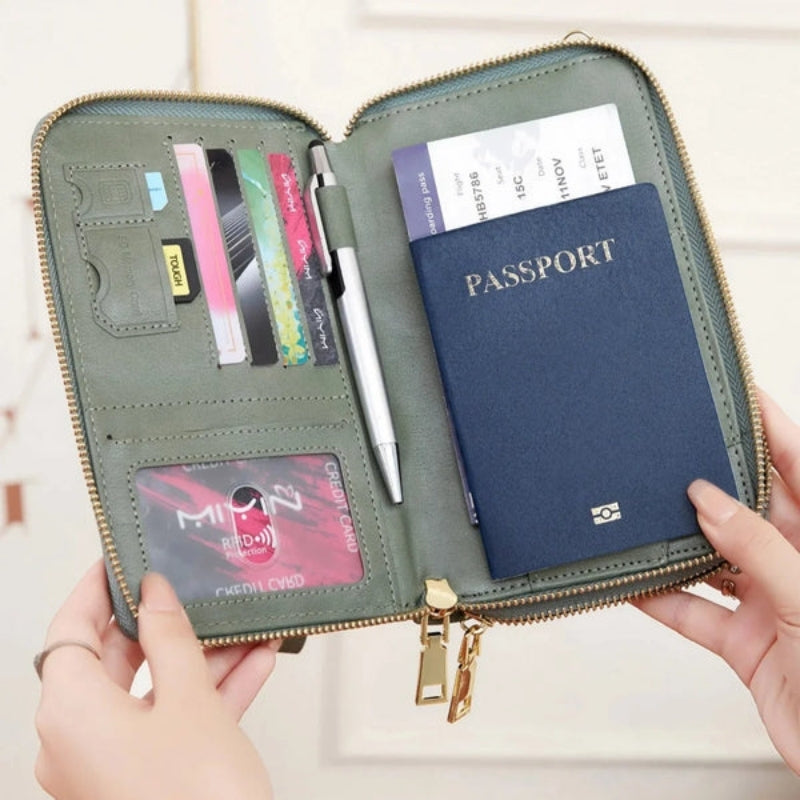 Travel Passport Holder Wallet with Strap