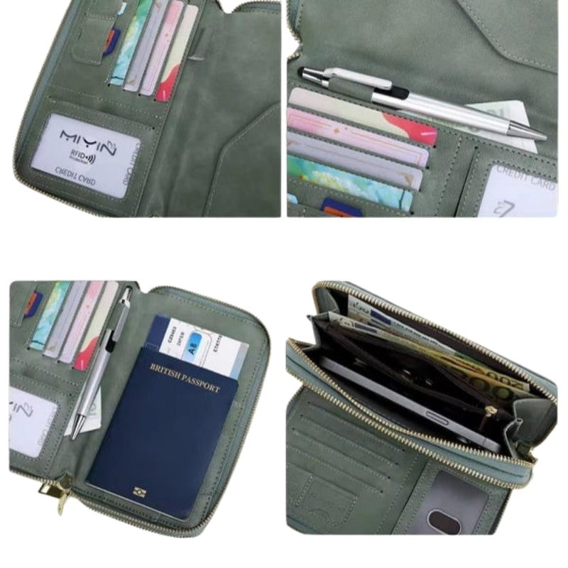 Travel Passport Holder Wallet with Strap