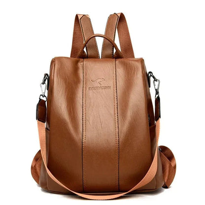 Anti-Theft Leather Women's Backpack