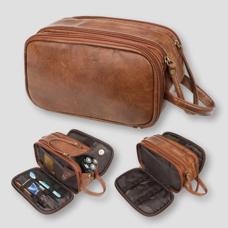 Leather Travel Toiletry Bag