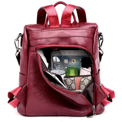 Anti-Theft Leather Women's Backpack